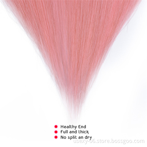 Wholesale Raw Indian Hair Unprocessed Virgin Human Hair Extensions Ombre 1b/pink Hair Bundles With Frontal